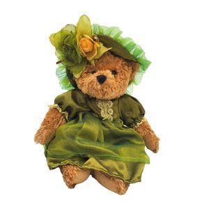 VTG Dan Dee Victorian‎ Teddy Bear Plush Green Dress Hat Louis DeMas Stuffed Toy